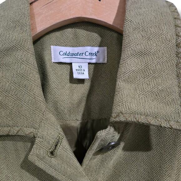 Coldwater Creek women's olive green lightweight button-down Jacket - Picture 3 of 7